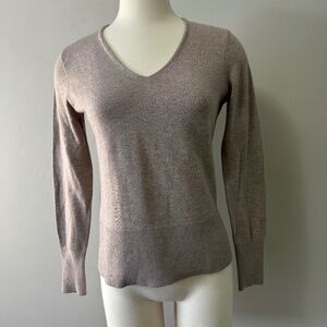 LOFT Women's V-Neck Sweater in Taupe
